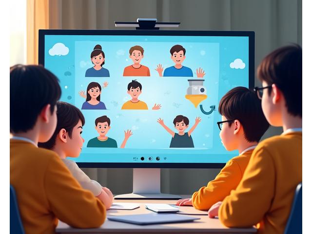 화상 통화로 함께 공부하는 한국 학생들 모습